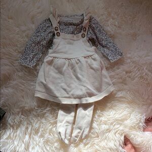Carter's Cream Overalls with Floral Top